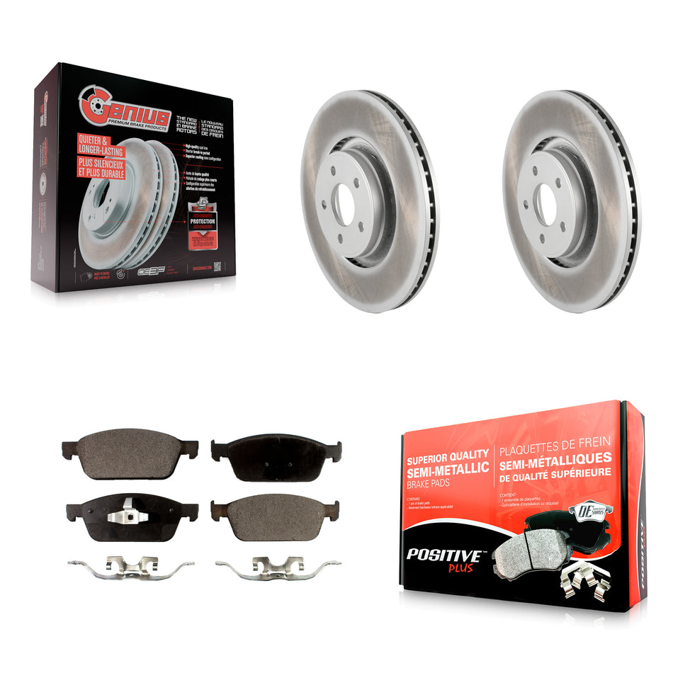 Front Coated Disc Brake Rotors And Semi-Metallic Pads Kit For Ford Focus Lincoln MKC KGF-100129