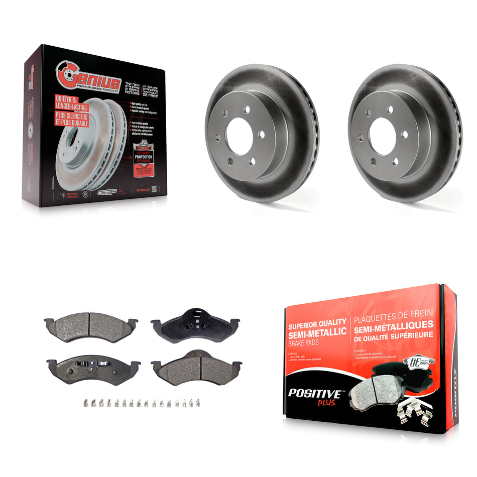 Front Coated Disc Brake Rotors And Semi-Metallic Pads Kit For 2000-2002 Dodge Dakota Durango KGF-100132