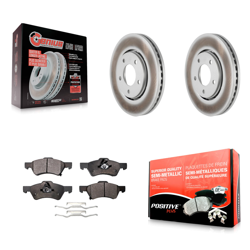 Front Coated Disc Brake Rotors And Semi-Metallic Pads Kit For Dodge Caravan Chrysler Voyager KGF-100143