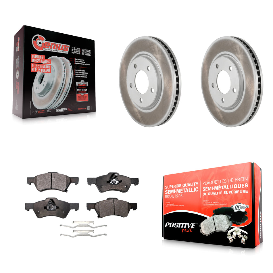 Front Coated Disc Brake Rotors And Semi-Metallic Pads Kit For Dodge Grand Caravan Chrysler Town & Country Voyager KGF-100145