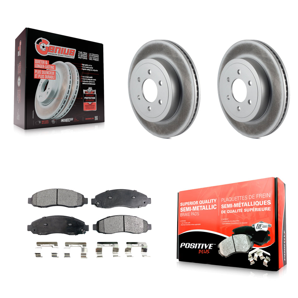 Front Coated Disc Brake Rotors And Semi-Metallic Pads Kit For 2003-2004 Dodge Dakota KGF-100149