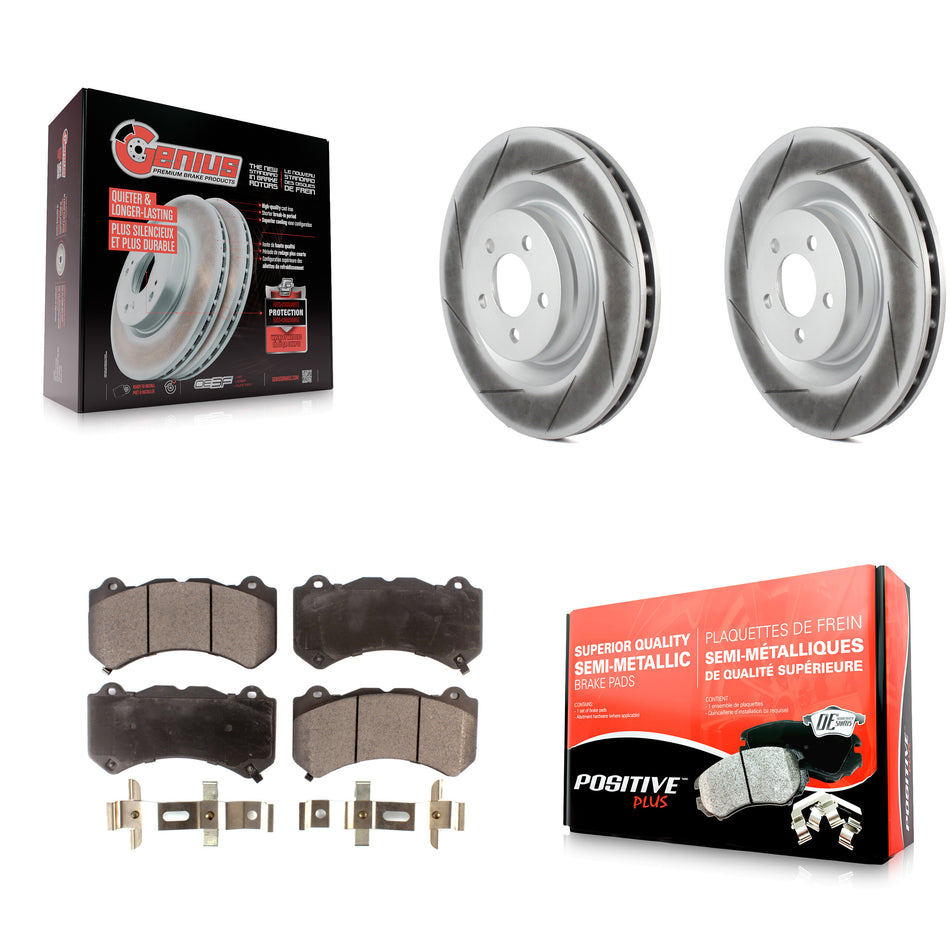 Front Coated Disc Brake Rotors And Semi-Metallic Pads Kit For Dodge Challenger Charger KGF-100157