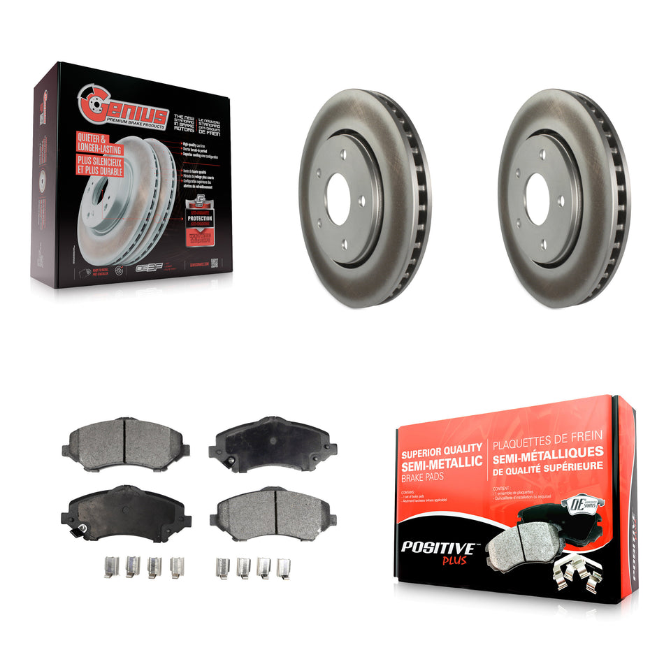 Front Coated Disc Brake Rotors And Semi-Metallic Pads Kit For Dodge Grand Caravan Chrysler Town & Country Journey Volkswagen Routan Ram C/V KGF-100163