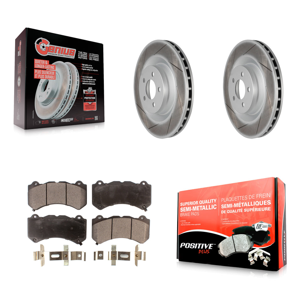 Front Coated Disc Brake Rotors And Semi-Metallic Pads Kit For Dodge Challenger Charger KGF-100166