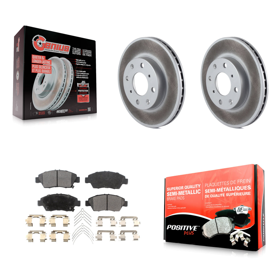 Front Coated Disc Brake Rotors And Semi-Metallic Pads Kit For Honda Civic KGF-100185