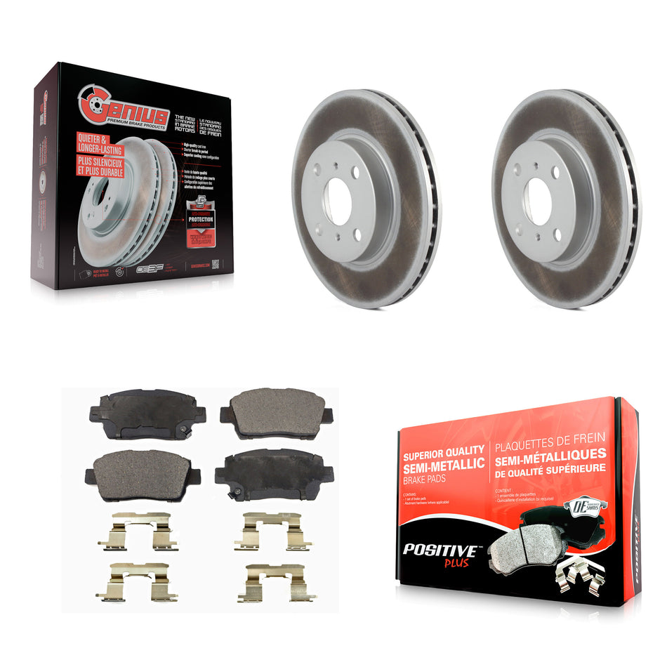 Front Coated Disc Brake Rotors And Semi-Metallic Pads Kit For 2001-2003 Toyota Prius KGF-100193