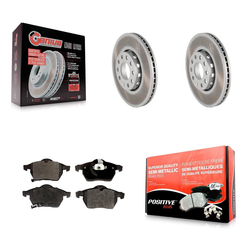 Front Coated Disc Brake Rotors And Semi-Metallic Pads Kit For Volkswagen Passat Audi A4 KGF-100196