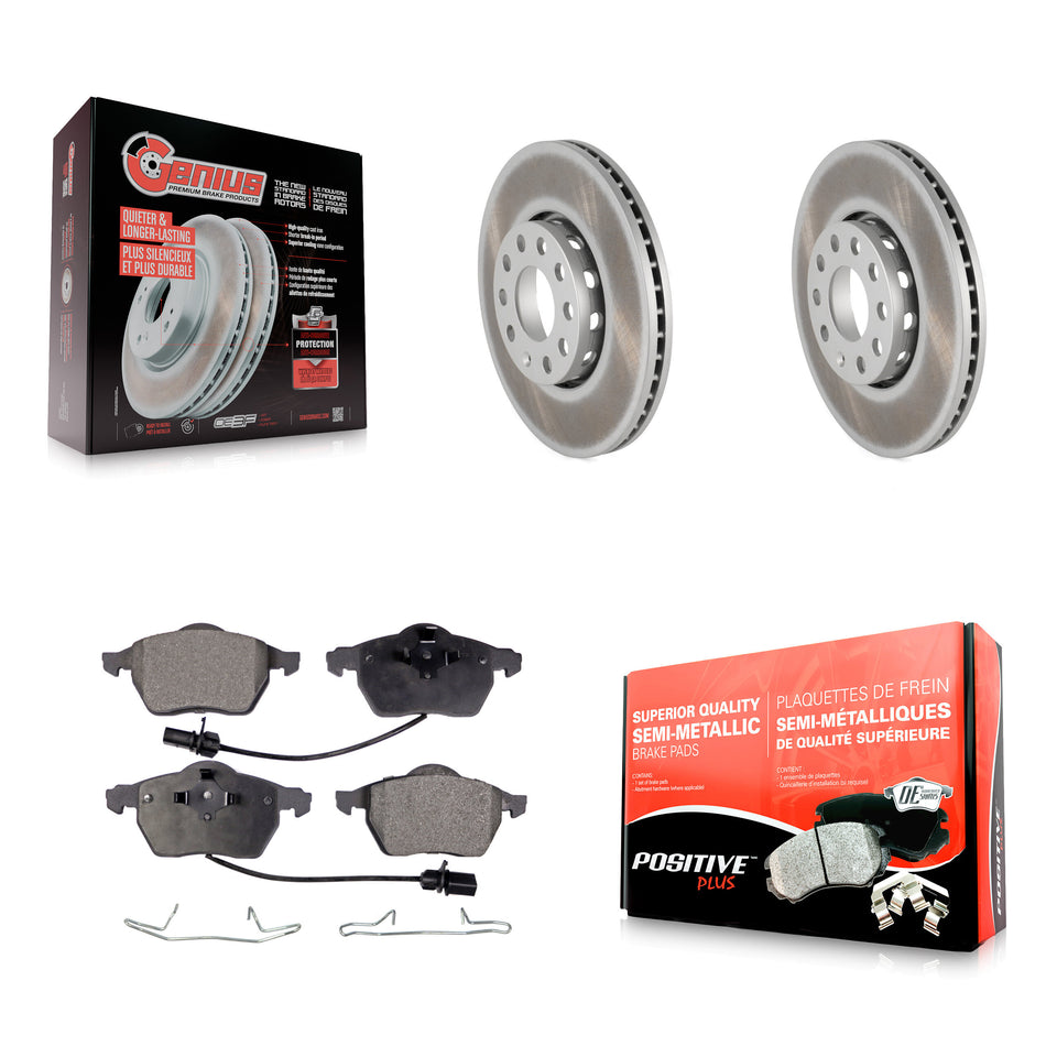 Front Coated Disc Brake Rotors And Semi-Metallic Pads Kit For Volkswagen Passat Audi A4 Quattro A6 KGF-100197