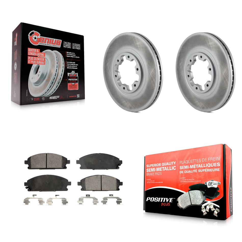 Front Coated Disc Brake Rotors And Semi-Metallic Pads Kit For Nissan Pathfinder INFINITI QX4 KGF-100213