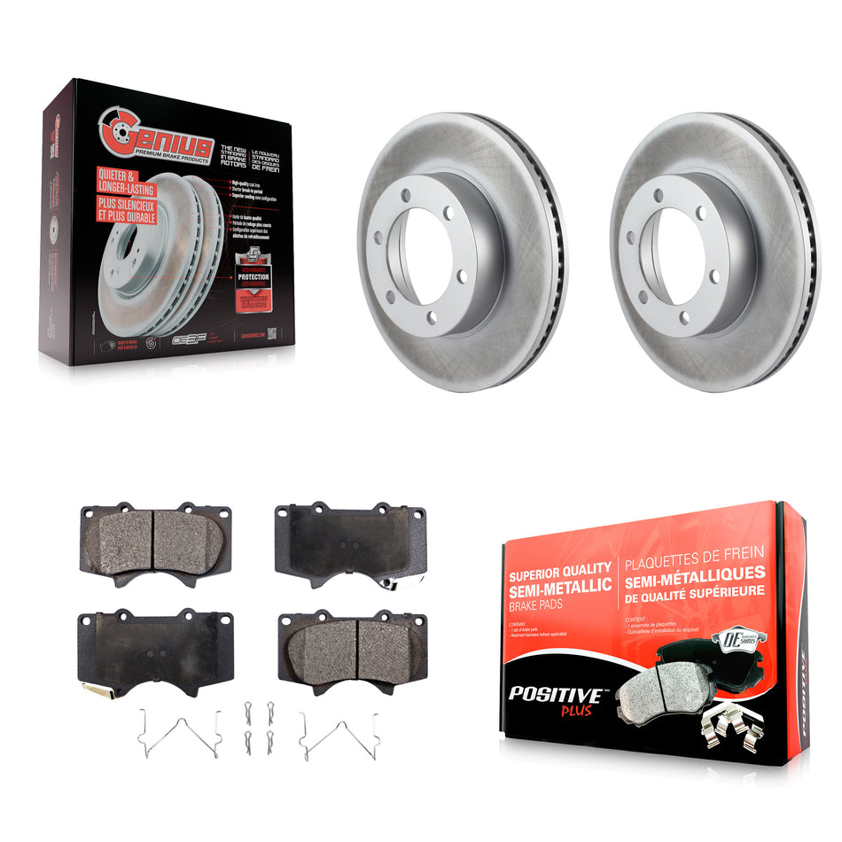 Front Coated Disc Brake Rotors And Semi-Metallic Pads Kit For Toyota Tundra Sequoia KGF-100231