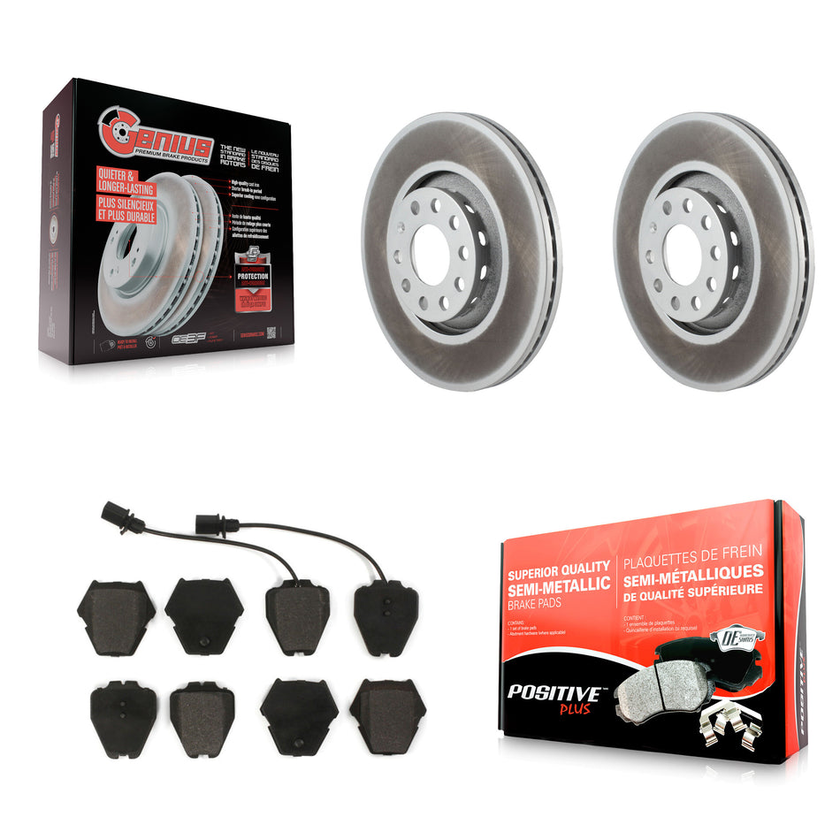 Front Coated Disc Brake Rotors And Semi-Metallic Pads Kit For 2000 Audi A8 Quattro With 323mm Diameter Rotor KGF-100237