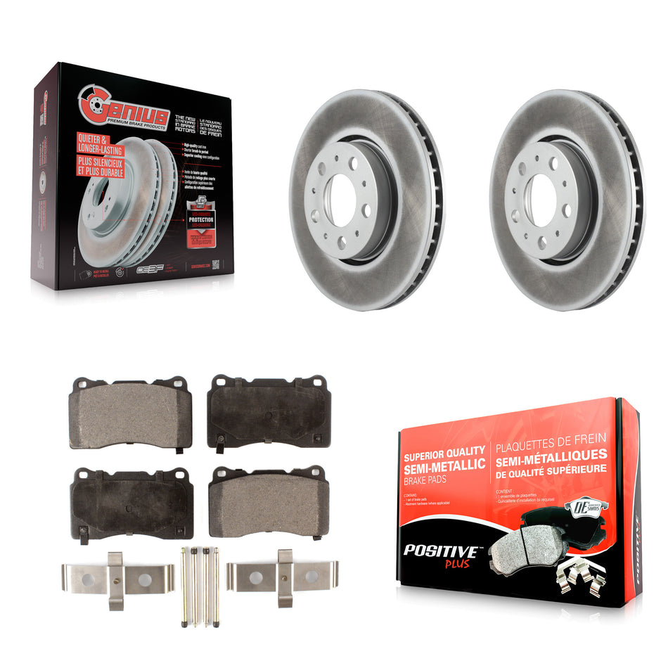 Front Coated Disc Brake Rotors And Semi-Metallic Pads Kit For 2005-2007 Volvo V70 R With 286mm Diameter Rotor KGF-100244