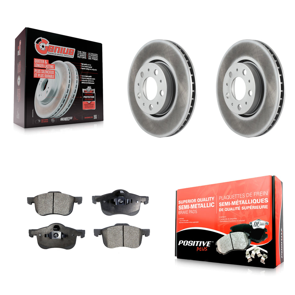 Front Coated Disc Brake Rotors And Semi-Metallic Pads Kit For Volvo S60 V70 XC70 S80 KGF-100245