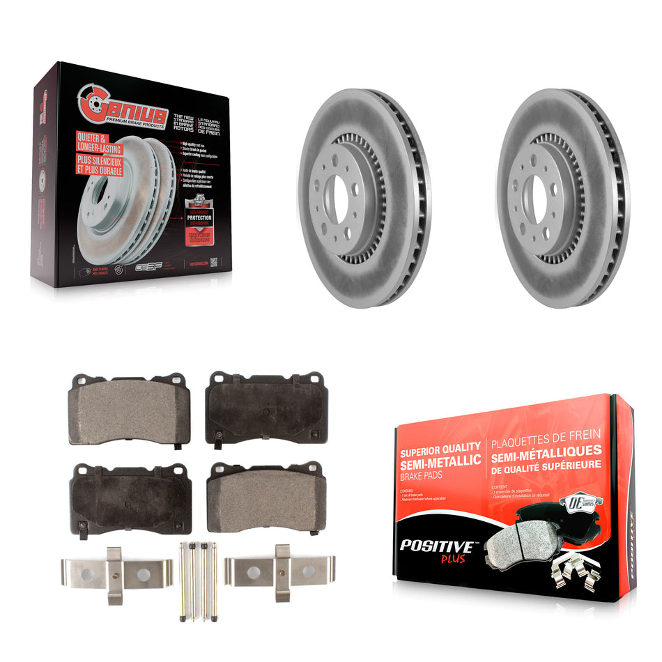 Front Coated Disc Brake Rotors And Semi-Metallic Pads Kit For 2005-2007 Volvo V70 R With 305mm Diameter Rotor KGF-100246