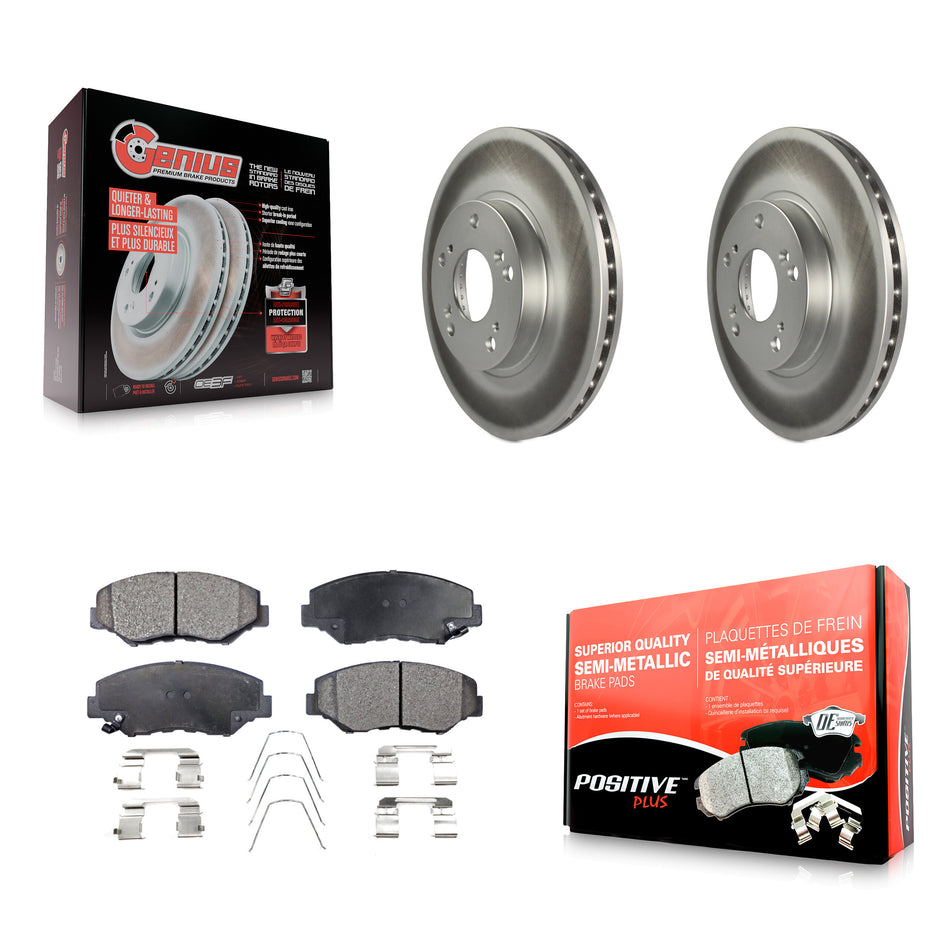 Front Coated Disc Brake Rotors And Semi-Metallic Pads Kit For 2002-2004 Honda CR-V KGF-100254