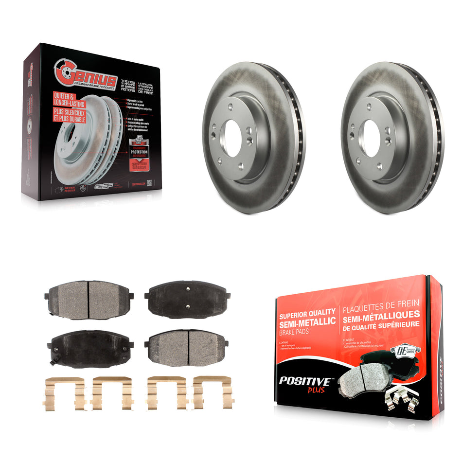 Front Coated Disc Brake Rotors And Semi-Metallic Pads Kit For Hyundai Elantra KGF-100260