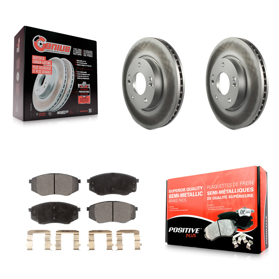 Front Coated Disc Brake Rotors And Semi-Metallic Pads Kit For Hyundai Tucson Kia Sportage FWD KGF-100261