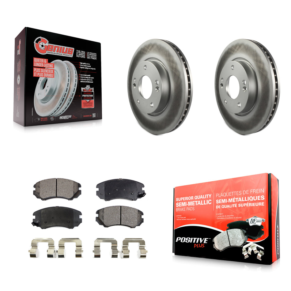 Front Coated Disc Brake Rotors And Semi-Metallic Pads Kit For Hyundai Kia Sonata Soul Sportage Tucson Optima Tiburon Magentis KGF-100263