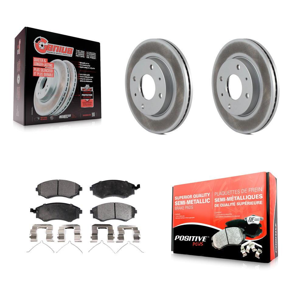 Front Coated Disc Brake Rotors And Semi-Metallic Pads Kit For Hyundai Elantra Sonata Kia Optima Magentis KGF-100268