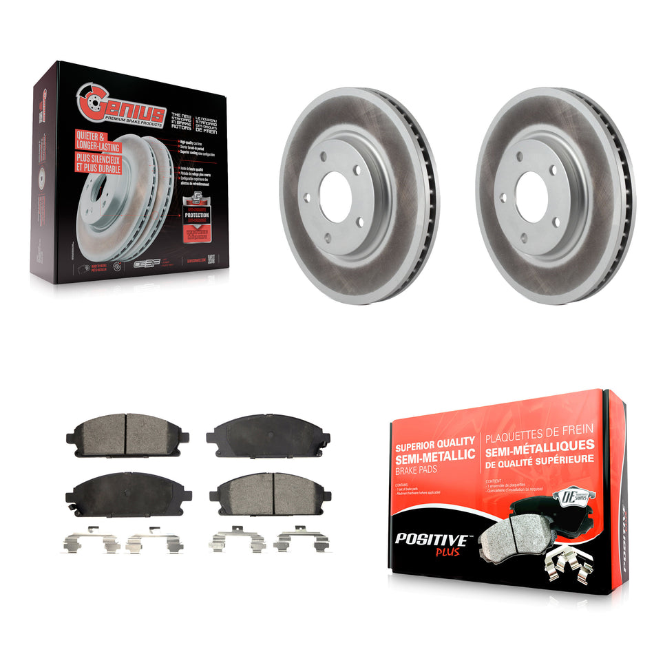 Front Coated Disc Brake Rotors And Semi-Metallic Pads Kit For 2004-2009 Nissan Quest KGF-100272
