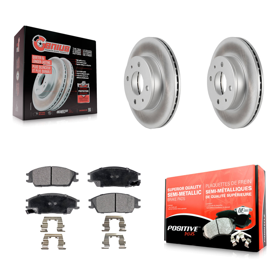 Front Coated Disc Brake Rotors And Semi-Metallic Pads Kit For 2000-2005 Hyundai Accent KGF-100283