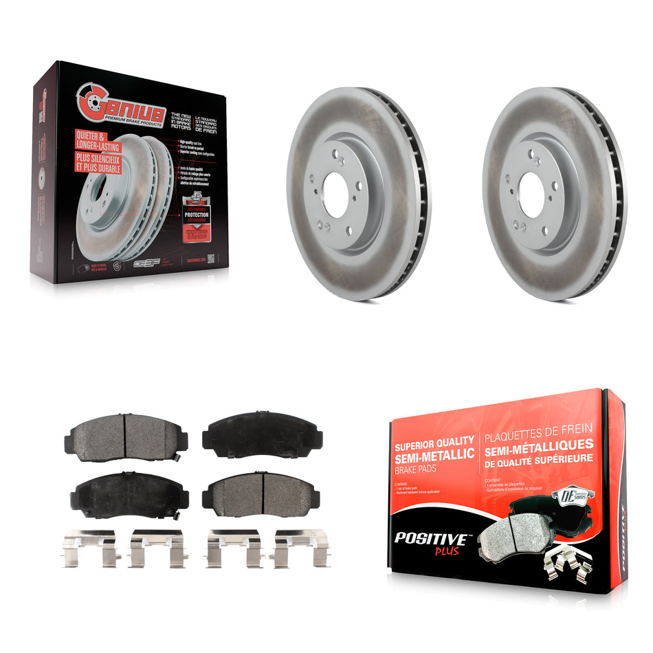 Front Coated Disc Brake Rotors And Semi-Metallic Pads Kit For 2004-2005 Acura TL Automatic transmission KGF-100284