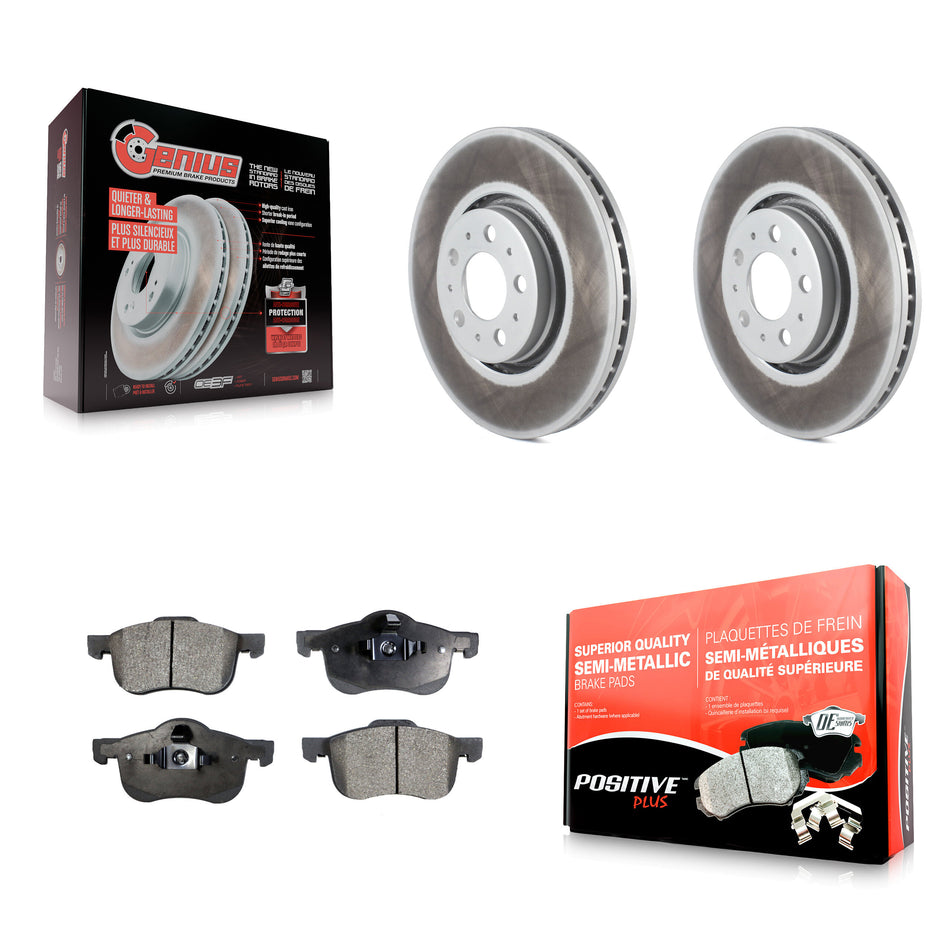 Front Coated Disc Brake Rotors And Semi-Metallic Pads Kit For 2008 Volvo S60 With 316mm Diameter Rotor KGF-100287