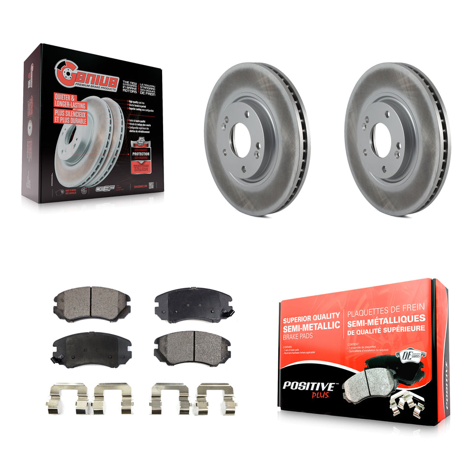 Front Coated Disc Brake Rotors And Semi-Metallic Pads Kit For Hyundai Azera Kia Amanti KGF-100290