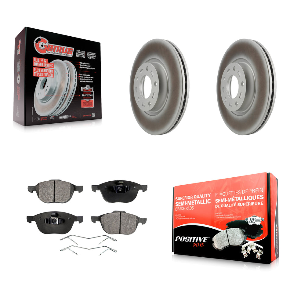 Front Coated Disc Brake Rotors And Semi-Metallic Pads Kit For Mazda 3 5 Sport KGF-100291