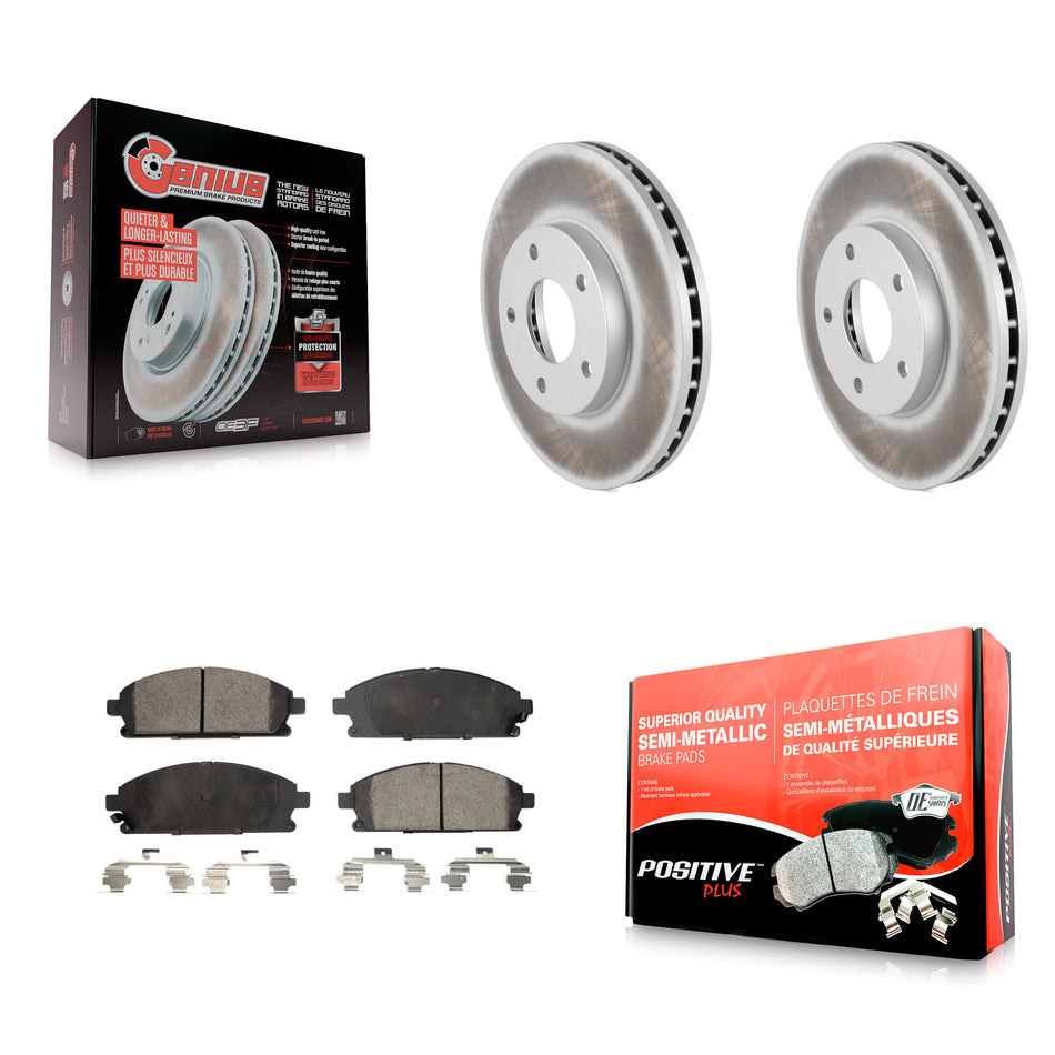 Front Coated Disc Brake Rotors And Semi-Metallic Pads Kit For 2004-2006 Nissan X-Trail KGF-100323
