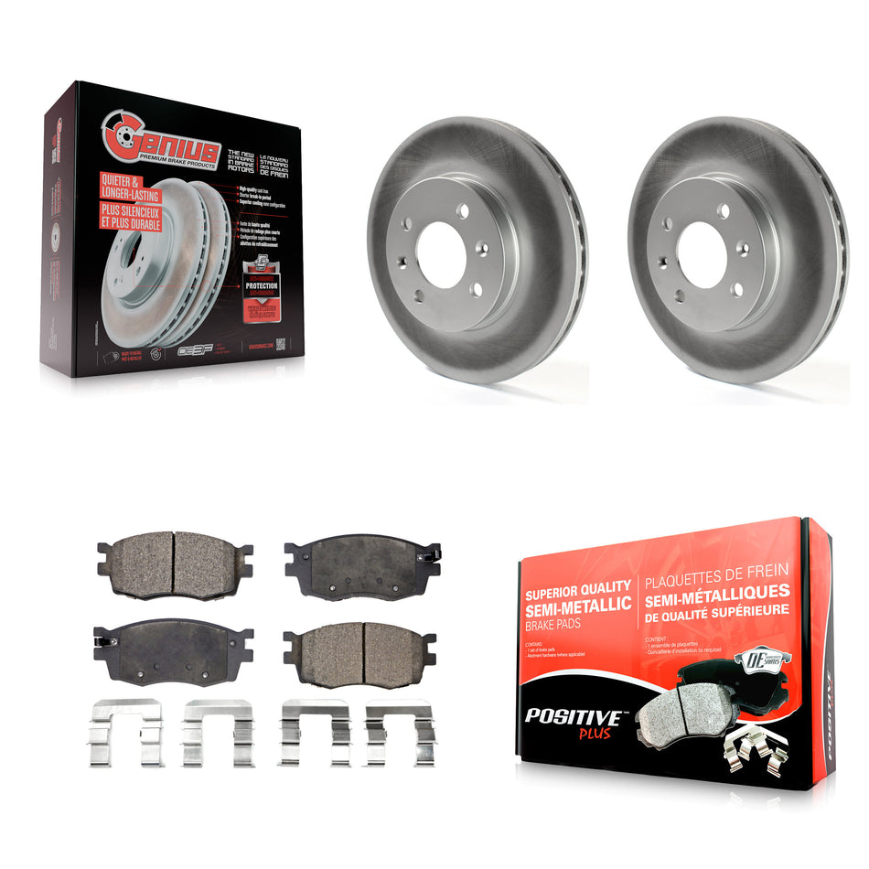 Front Coated Disc Brake Rotors And Semi-Metallic Pads Kit For Hyundai Accent Kia Rio Rio5 KGF-100329