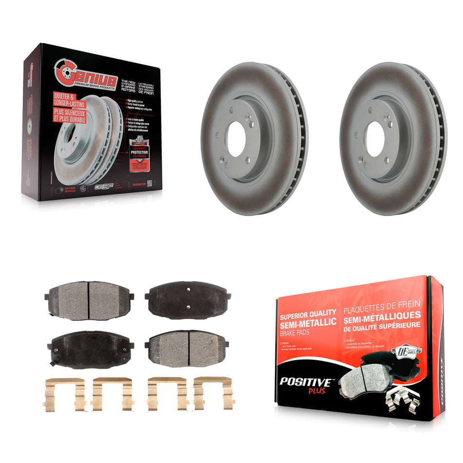 Front Coated Disc Brake Rotors And Semi-Metallic Pads Kit For Kia Forte Koup Forte5 KGF-100334