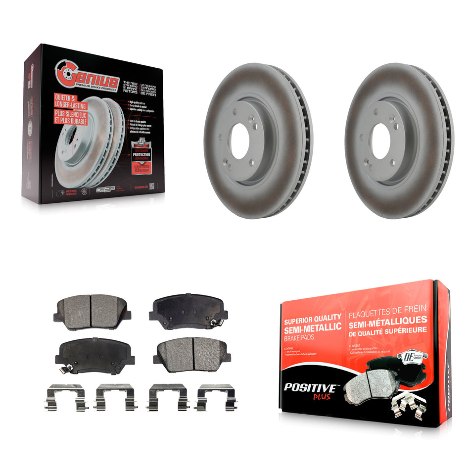 Front Coated Disc Brake Rotors And Semi-Metallic Pads Kit For 2014-2017 Kia Rondo KGF-100336