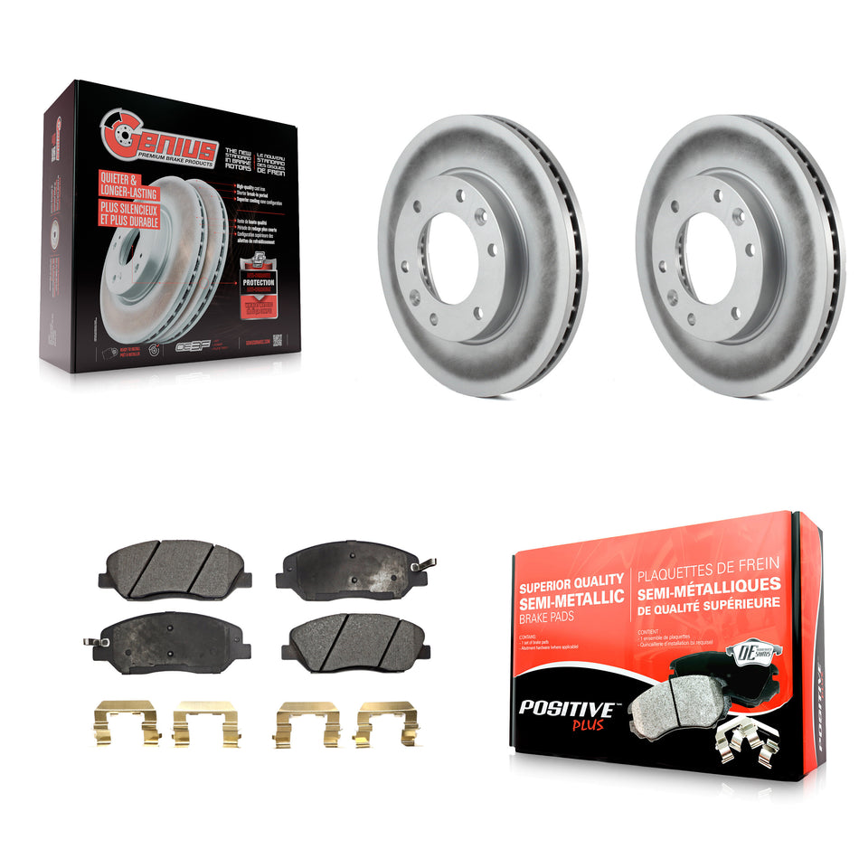 Front Coated Disc Brake Rotors And Semi-Metallic Pads Kit For Kia Sedona Hyundai Entourage KGF-100347