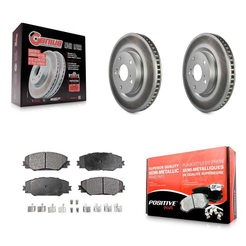 Front Coated Disc Brake Rotors And Semi-Metallic Pads Kit For Toyota RAV4 Scion tC Matrix Pontiac Vibe Corolla iM Mirai KGF-100349