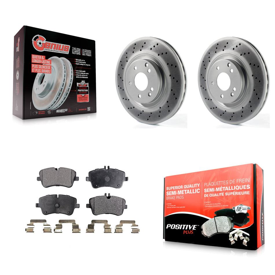 Front Coated Disc Brake Rotors And Semi-Metallic Pads Kit For Mercedes-Benz SLK280 C320 With Sport Package KGF-100363