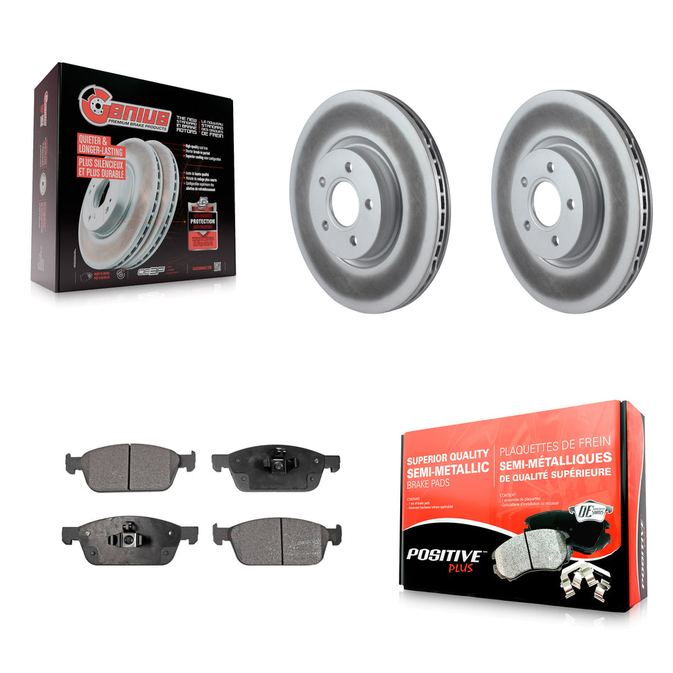 Front Coated Disc Brake Rotors And Semi-Metallic Pads Kit For Ford Escape Connect Lincoln MKC KGF-100372