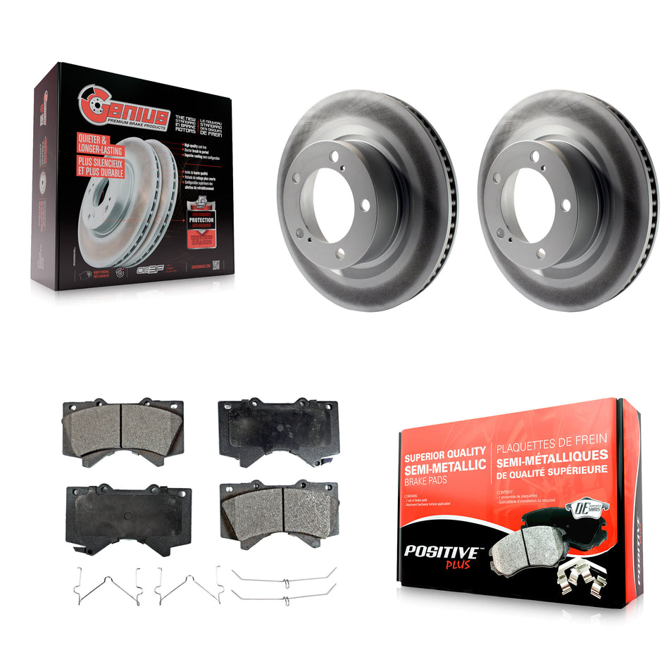 Front Coated Disc Brake Rotors And Semi-Metallic Pads Kit For Toyota Tundra Sequoia Lexus LX570 Land Cruiser KGF-100380
