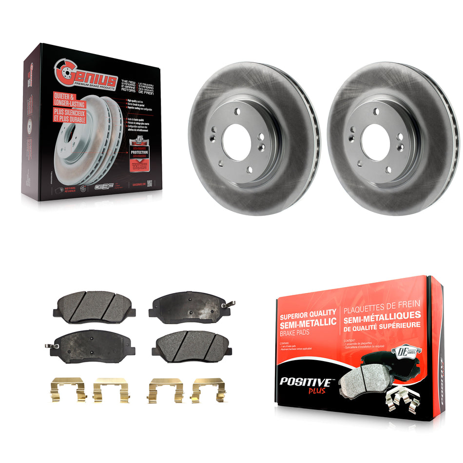 Front Coated Disc Brake Rotors And Semi-Metallic Pads Kit For 2007-2009 Hyundai Santa Fe KGF-100383
