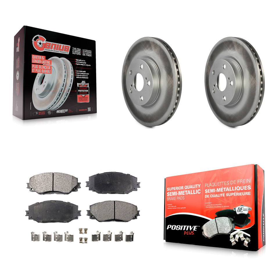 Front Coated Disc Brake Rotors And Semi-Metallic Pads Kit For Toyota Corolla Scion xD Matrix Pontiac Vibe KGF-100390