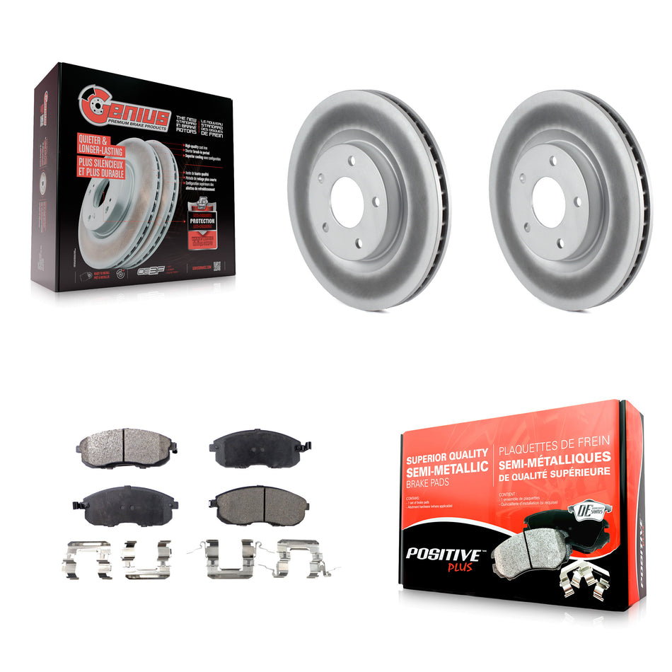 Front Coated Disc Brake Rotors And Semi-Metallic Pads Kit For 2007-2012 Nissan Sentra SE-R KGF-100394