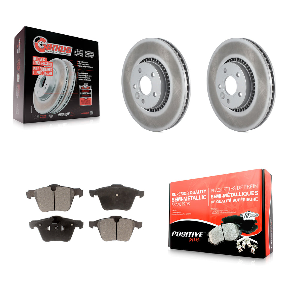 Front Coated Disc Brake Rotors And Semi-Metallic Pads Kit For Volvo S60 XC70 S80 V60 Cross Country V70 KGF-100396