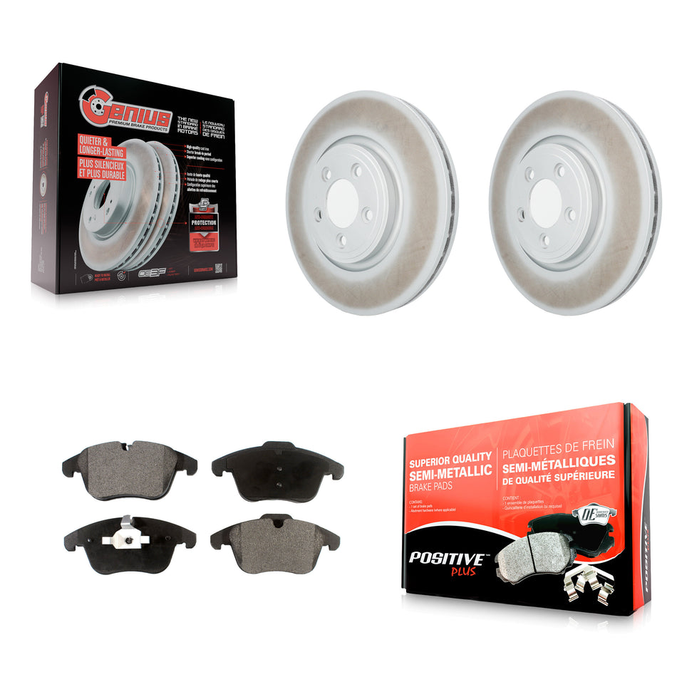 Front Coated Disc Brake Rotors And Semi-Metallic Pads Kit For Jaguar XF S-Type XK XJ8 Vanden Plas KGF-100398