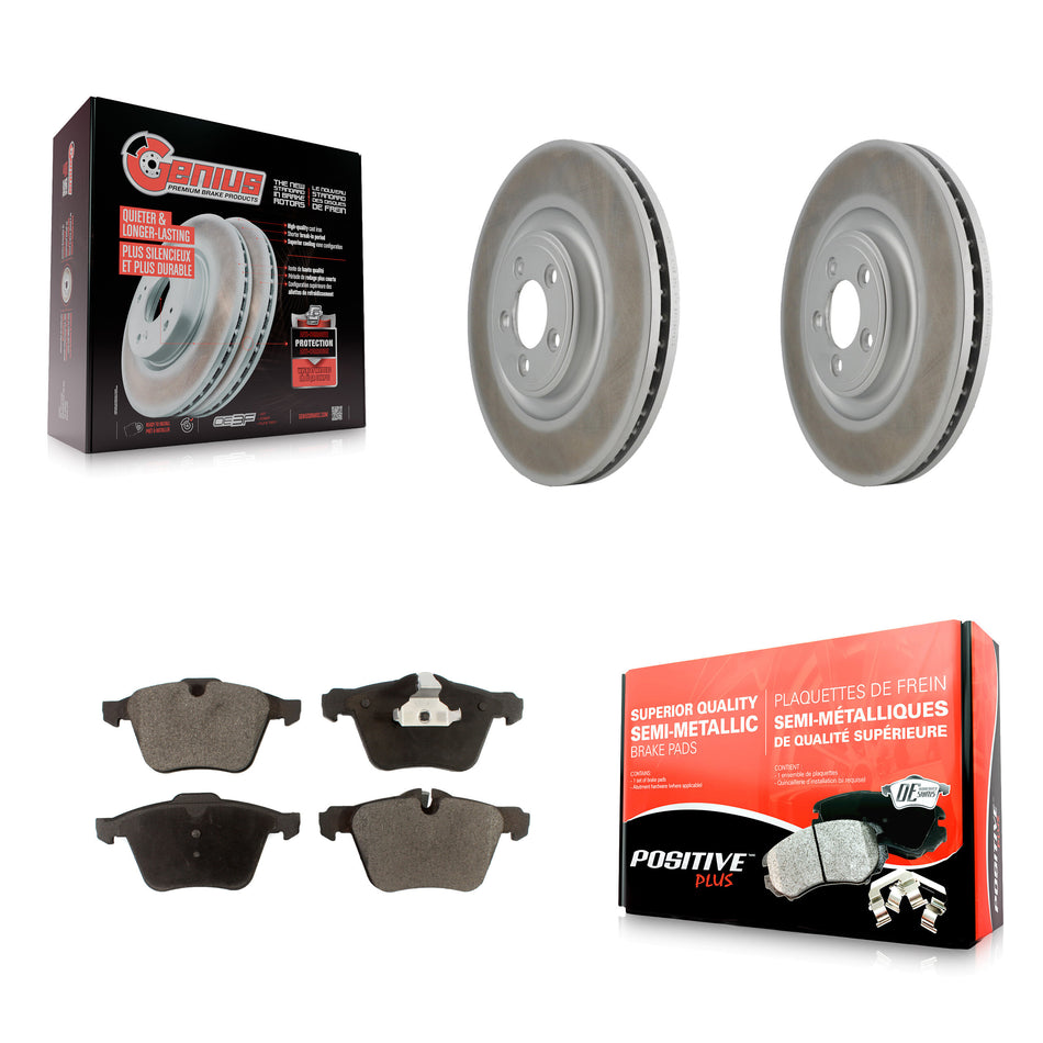 Front Coated Disc Brake Rotors And Semi-Metallic Pads Kit For Jaguar XF XJ XKR XK KGF-100399