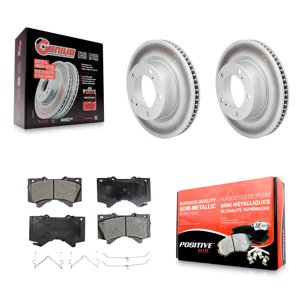 Front Coated Disc Brake Rotor & Semi-Metallic Pad Kit For Lexus LX570 Toyota Land Cruiser KGF-100410