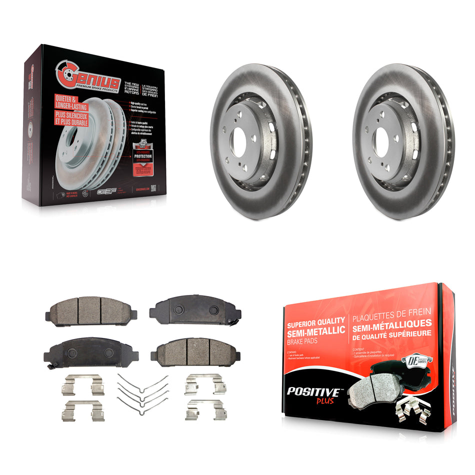 Front Coated Disc Brake Rotors And Semi-Metallic Pads Kit For 2009-2016 Toyota Venza KGF-100420