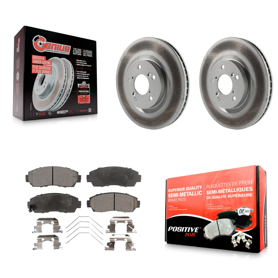 Front Coated Disc Brake Rotors And Semi-Metallic Pads Kit For 2011-2014 Honda Odyssey KGF-100421
