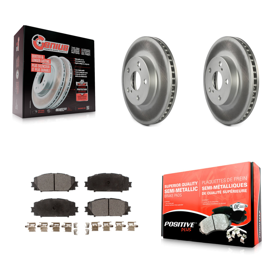 Front Coated Disc Brake Rotors And Semi-Metallic Pads Kit For Toyota Prius Lexus CT200h Plug-In KGF-100423