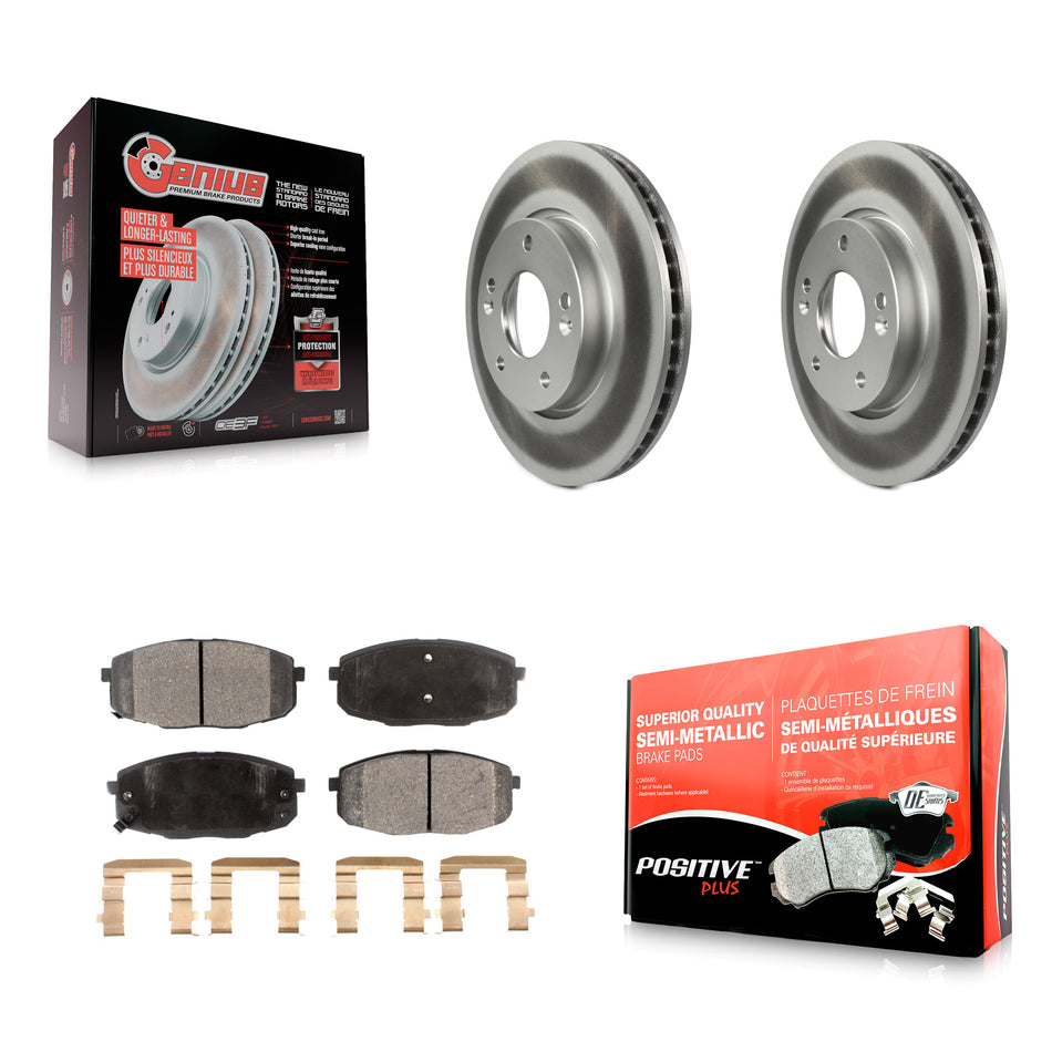 Front Coated Disc Brake Rotors And Semi-Metallic Pads Kit For Kia Forte Koup Forte5 KGF-100424
