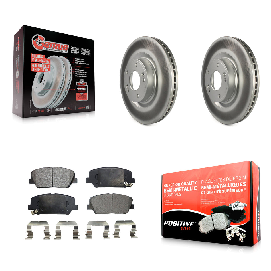 Front Coated Disc Brake Rotors And Semi-Metallic Pads Kit For Hyundai Genesis Coupe KGF-100429